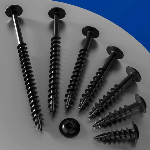 ✝️ Wensilon (Black) Pocket Hole Screws # 8 * 1" 1049pcs 5lbs displayed on grey surface with round heads