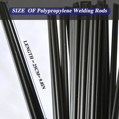 Black Polypropylene Plastic Welding Rods, 9.8 Inch Long, Ideal For Car Bumper Repairs, shown in close-up view