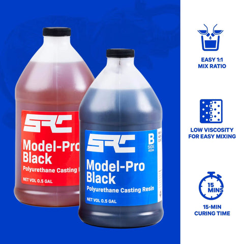 Model Pro Black Two Part Polyurethane Casting Resin Kit 1 Gallon With 0.5 Gallon Part A And 0.5 Gallon Part B For RTV Silicone Molds