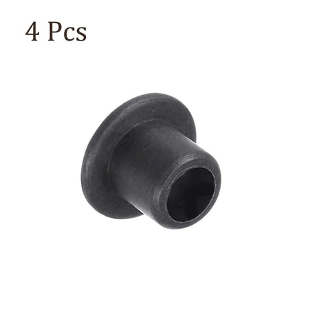 4 Pack Flanged Sleeve Bearings 3mm By 4.5mm By 5mm POM Oilless Bushing, black self-lubricating, single piece, side view.