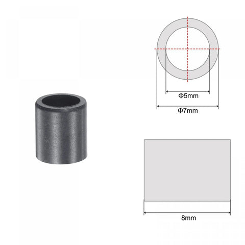 Self Lubricating POM Sleeve Bearings 5mm Bore 7mm OD 8mm Length Wrapped Oilless Bushings Black Set Of 4 Dimensions Illustration