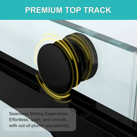 Milano Double Sliding Framed Shower Door, 60 Inch Wide By 74 Inch High, 8mm Clear Tempered Glass, sliding mechanism detail