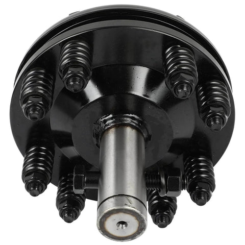 Front view of Black PTO Slip Clutch, ACZCR 1-3/8" Smooth Round Ends Slip Clutch with springs and metal shaft.