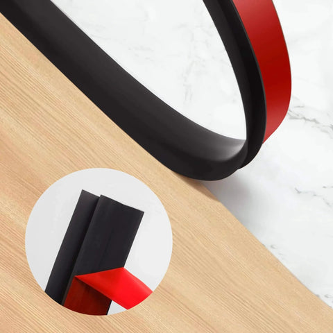Carpet & Floor Edging Trim Strip, Self Adhesive-PVC Floor Transition Strip, black trim with adhesive backing detail, wood floor surface