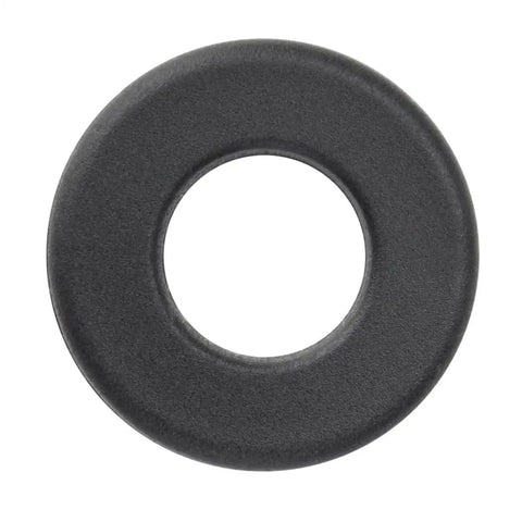 Close-up of a black PVC washer from Sixteen Black PVC Washers For Foosball Tables Rod Washers For Standard Foosball Machines To Protect Against Wear And Tear And Keep Your Game On Point And Secure Essential Table Football Accessories.