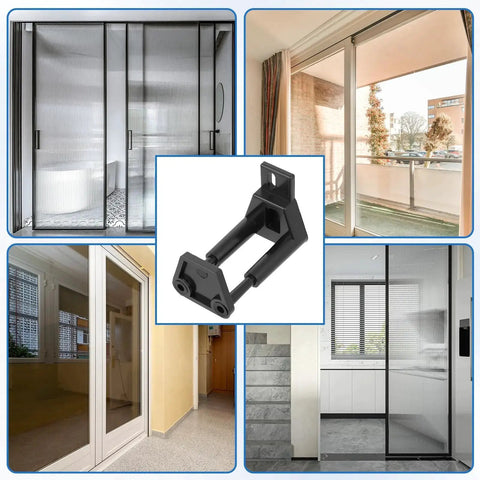 Universal Adjustable Sliding Barn Door Floor Guide With Wall Mount Bottom Stopper for RVs Barns Closets Durable Black Plastic