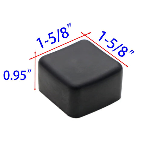 Protect and finish 1-5/8 in strut channel ends with durable black PVC square end caps; dimensions shown in inches.