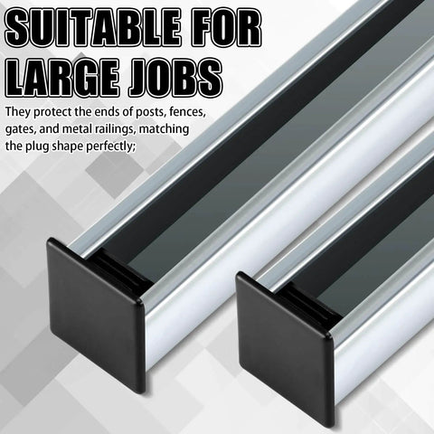 Protective end caps for 1-5/8 inch square plastic strut channels in a 50-piece bulk pack installed on strut channels