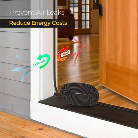Weather Stripping Door Seal Strip - Soundproof Q-Shaped Foam for Exterior Door Frame, Large Gap Seal shown near door, 26FT roll