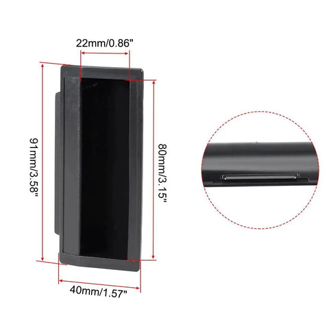 Flush Pull Finger Insert Recessed Cabinet Handles 110mm X 40mm X 19mm Black Set Of 2 with dimensions shown