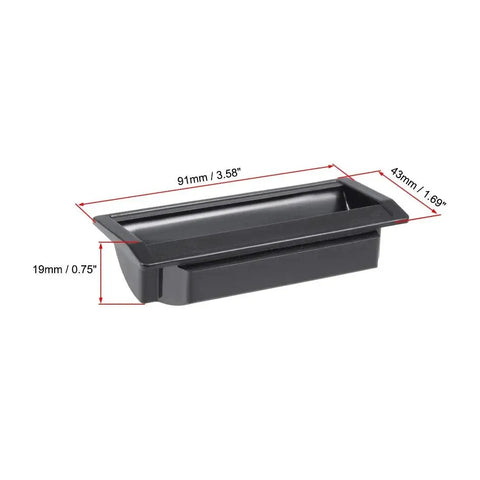 Flush Pull Finger Insert Recessed Cabinet Handles 110mm X 40mm X 19mm Black Set Of 2 with dimensions and depth view
