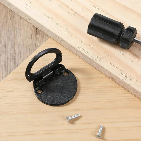 Flush Door Pull With Black Zinc Alloy Ring Handles 43.5 Mm Recessed Mount Lifting Ring Pulls for Drawer Sliding Doors