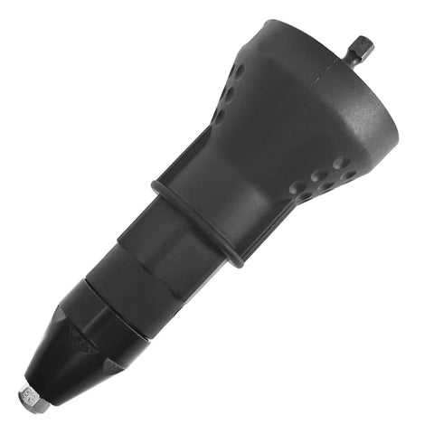 Electric Rivet Nut Gun Adapter For Cordless Drill, black high-speed steel tool, shown in side view