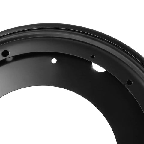 Close-up of Four Pack 12 Inch Black Round Lazy Susan Hardware with Five Sixteenth Inch Thick Turntable Base, cold rolled steel.