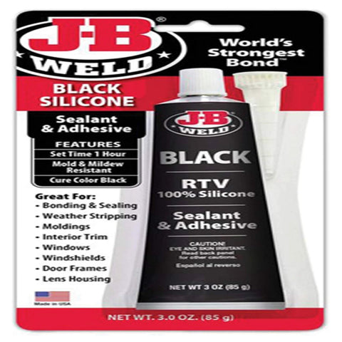 Black RTV Silicone Sealant And Adhesive For Quick Seals And Strong Bonds On Uneven Surfaces 3 oz tube in packaging