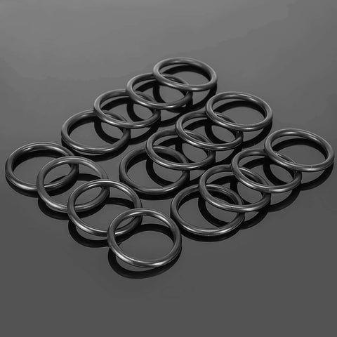 16 Piece Black Bumper Fender Fasteners O Rings Set For Car Replacement Rubber Washers shown on a reflective surface