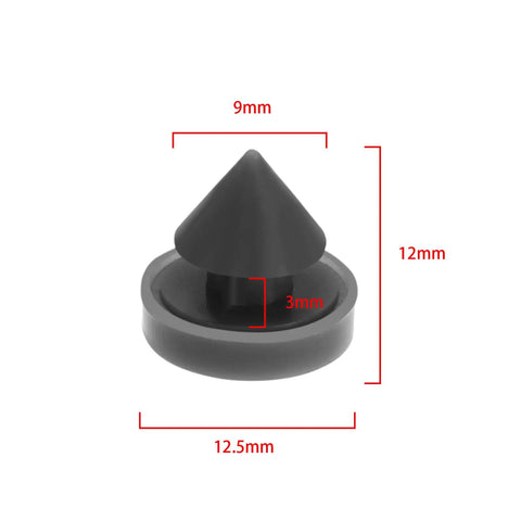 100 Pcs Rubber Door Silencers For Metal Frame Doors Anti Slam Hinge Outlet Cushions Quiet Noise Reduction Durable Black Rubber Seals Anti Collision Door Stopper For Home Office And Commercial Use; black rubber door silencer with dimensions of 12.5mm, 9mm, and 3mm shown.