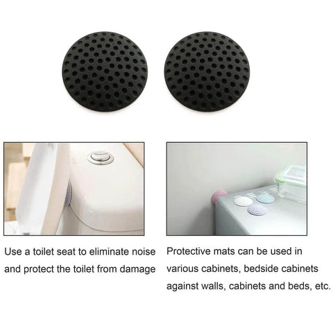 Two Piece Black Wall Protectors For Doors Self Adhesive Rubber Bumpers And Silencers Door Stopper Crash Pad in black 2-inch diameter