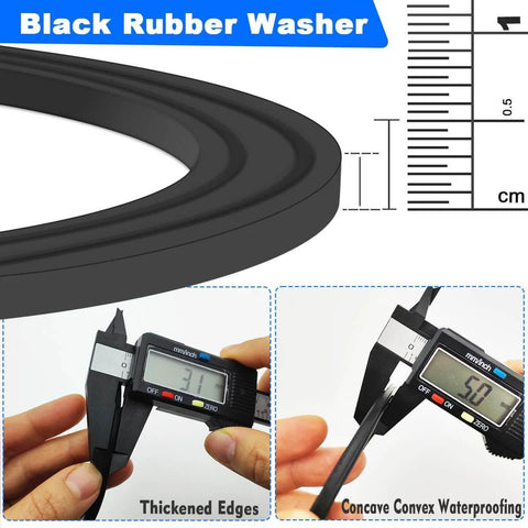 Close-up of rubber gasket with measurements for Sink Strainer Seal Kit For 3.5 Inch Drains With 2 O Rings And Rubber Gasket Set