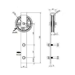 Black Rustic Carbon Steel and POM Sliding Barn Door Roller Set - VXB Ball Bearings