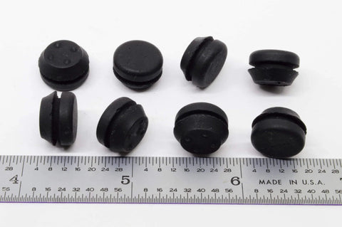 Black SBR Rubber Push In Bumper One Half Inch Diameter One Eighth Inch Height Fits Three Eighths Inch Panel Hole For Panel