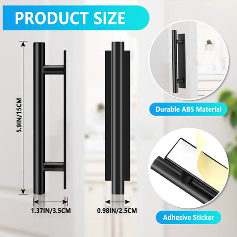 Self-Adhesive Cabinet Pulls 30 Pack For Kitchen Cabinets And Furniture ABS Plastic Peel And Stick Door Handles Black