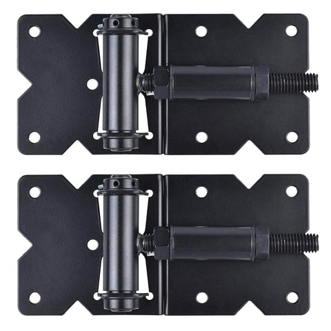 Self Closing Gate Hardware Hinges Heavy Duty for Wooden/Vinyl/PVC Fences,90 Degree Adjustable, Black, 2 pack shown