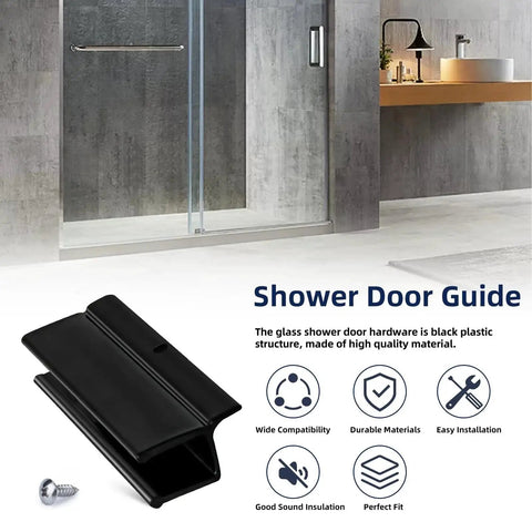 Universal 1/2 Inch Wide Sliding Shower Door Bottom Guide Kit 3 Inch Long With Screws Replacement Shower Door Parts Black