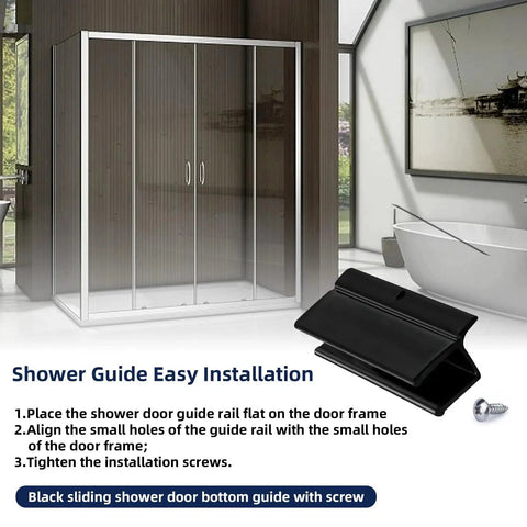 Universal 1/2 Inch Wide Sliding Shower Door Bottom Guide Kit 3 Inch Long With Screws Replacement Shower Door Parts