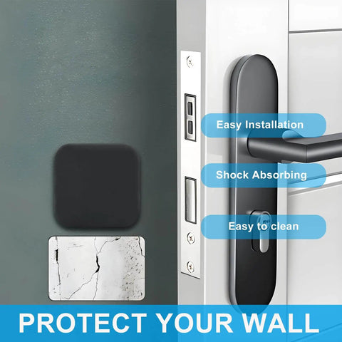 Six Pack Silicone Door Knob Guards Wall Shields Self Adhesive Square Door Handle Bumpers Silencers For Home Office School