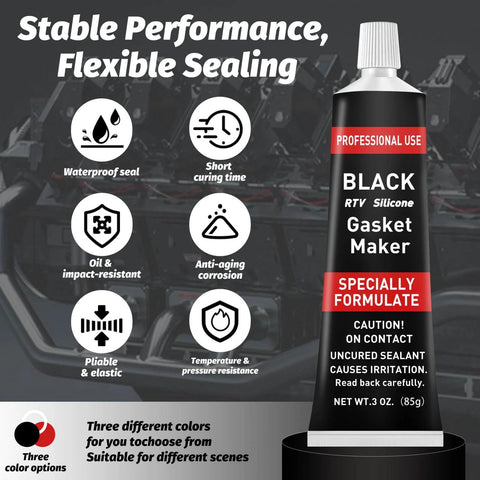 High Temp Automotive Silicone Gasket Sealant For Engines Gearboxes Pumps And Superchargers Oil Resistant Anti Freeze Black 170g tube