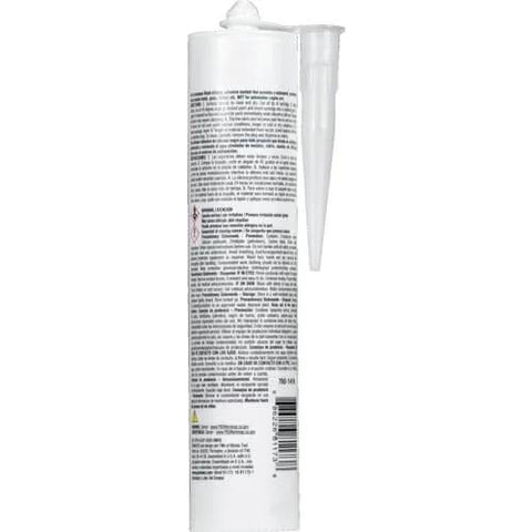 Black Silicone Adhesive Sealant For Indoor And Outdoor Use, Heavy Duty RTV Sealant That Bonds Glass, Metal, Plastics, Fabric, Vinyl, Weather Stripping And More, Waterproof And Flexible, 11 Oz Tubes, Pack Of 12, back view of tube with nozzle
