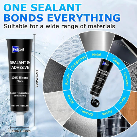 Black RTV Silicone Sealant Adhesive For All Purpose Waterproof Sealing In Car Windows Bathroom And Kitchen With Fast Curing
