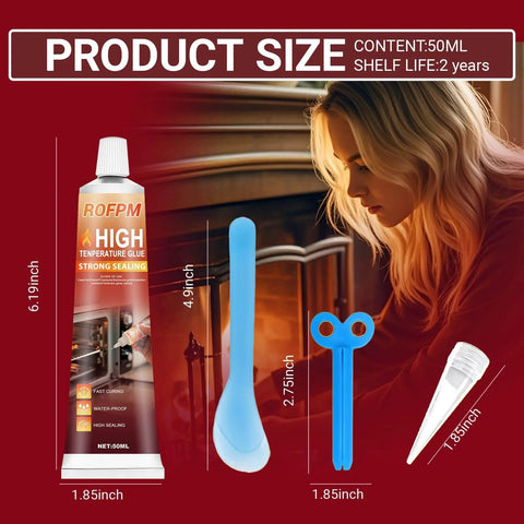 High Temp Silicone Adhesive Sealant For Ovens, Microwaves, Grills And Stoves displayed with applicator tools
