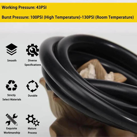 Coiled black Food Grade High Temperature Silicone Vacuum Tubing 6mm ID 12mm OD 3mm Wall 15ft Length for industrial use