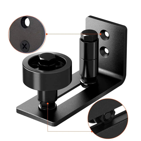 Adjustable Sliding Door Floor Guide Two Pack For Barn Doors In Black Durable Steel Runner And Guide System Eight In One