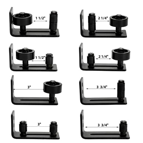 Adjustable Sliding Door Floor Guide Two Pack For Barn Doors In Black Durable Steel Runner And Guide System Eight In One Sliding Door Kit