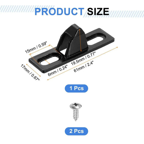 Sliding Door Keepers 304 Stainless Steel Lock Latch For Sliding Glass Doors With Mounting Screws Black 2.4 X 0.67 Inches