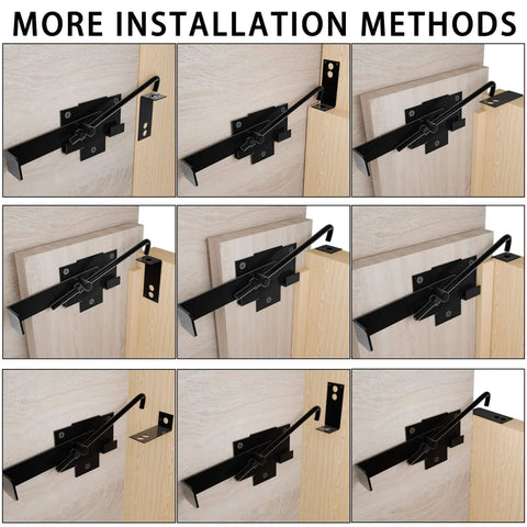 Sliding Door Latch With Hook Black Cam Latch For Farm Garden Courtyard Wooden Doors Flip Action Lock 7 Inch Lever installation