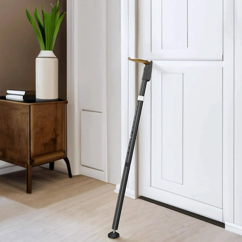 Sliding Door Security Bar and 2-in-1 Sliding Glass Door Stoppers Security for Patio Home Hotel Door Stick Security installed on door