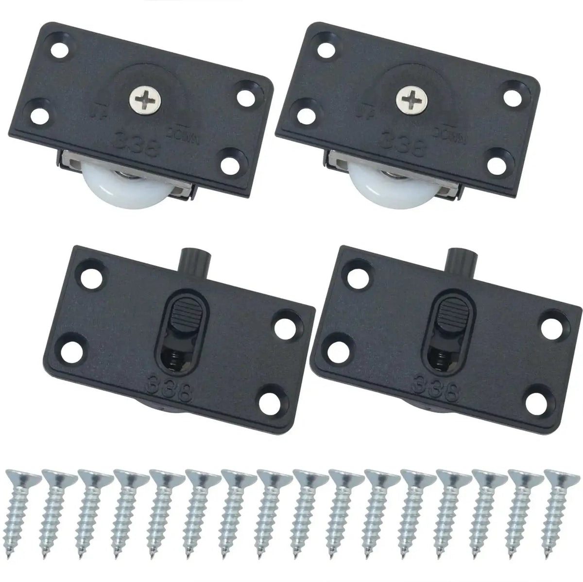 Black Wardrobe Sliding Door Wheel Kit With Screws Sile...