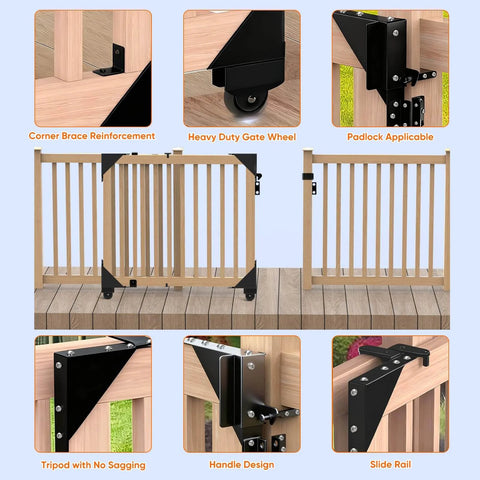 Black Sliding Gate Hardware Kit Heavy Duty Rolling Gate System for Wooden Fences with Anti Sag Design and Nylon Wheels