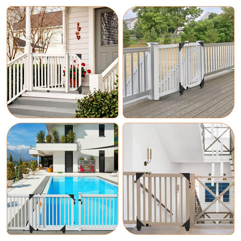 Black Sliding Gate Hardware Kit on wooden decks and fences with Anti Sag Design and Smooth Nylon Wheels for various outdoor settings