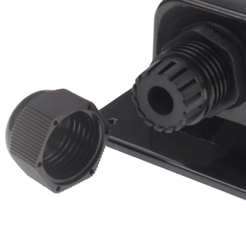 Close-up of IP68 Waterproof Solar Cable Entry Gland For RV And Marine Use Weather Resistant Single Cable Entry Housing Black ABS