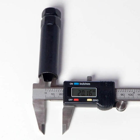 Caliper measuring Large Black Six Point Spline Lug Nut Tool For Trucks And SUVs Replacement Key For Aftermarket Lug Nuts.