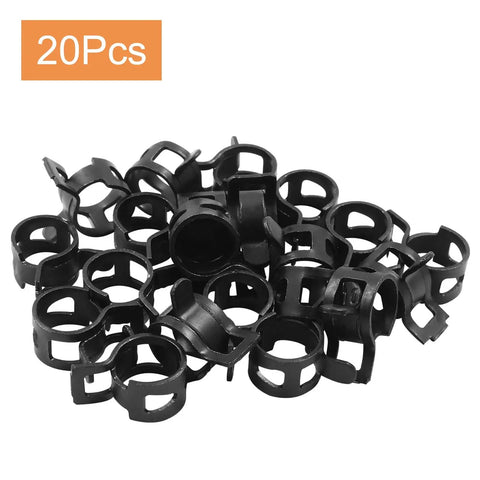 Twenty Pack 3/8 Inch Inner Diameter Spring Band Hose Clamps For Fuel Line Water Pipe And Air Hose, 9.7mm Band Width, Black Finish
