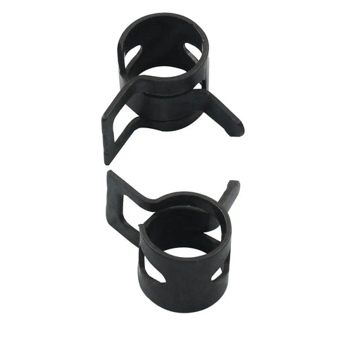 Close-up of 50 Pack Black Spring Band Hose Clamps Set Pliers Friendly Easy To Use 8.5 To 9.2 Mm OD Fit 65Mn Steel With Black Oxide Finish