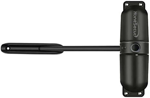 Safety Spring Door Closers, Adjustable Closing Hinge, Automatic Stopper Fire Rated, Convert Hinged Doors to Self Closing - Black, front view