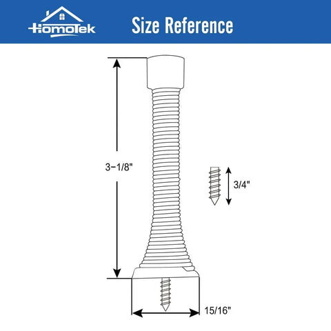 Diagram of a 12 Pack Black Spring Door Stops,3-1/8" Heavy Duty - Flexible Door Stopper showing dimensions and screw size.