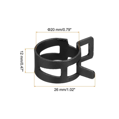10 Pcs Fuel Line Clamps Spring Band Hose Clamps Half Inch 20mm Silicone Air Tube Vacuum Hose Water Pipe Low Pressure Black